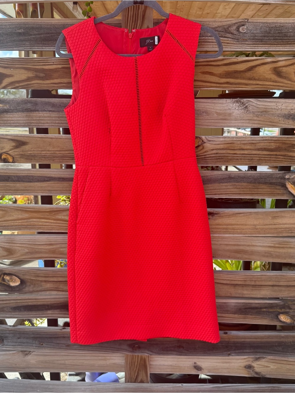 J. Crew Red Portfolio Textured Sleeveless Sheath Dress sz 4